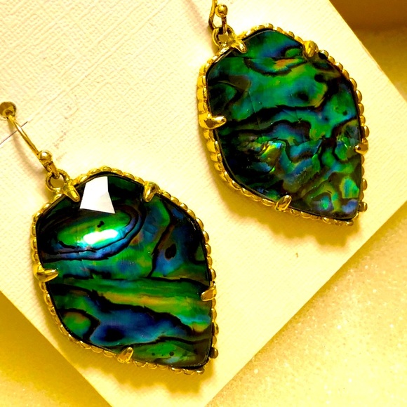 NWOT RARE & Retired Kendra Scott Corley Earrings Abalone Yellow Gold INCREDIBLE! - Picture 5 of 11